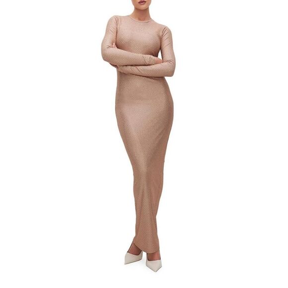 Good American Crystal Crewneck Long Sleeve Maxi Dress Plus Size 2XL - Picture 1 of 12